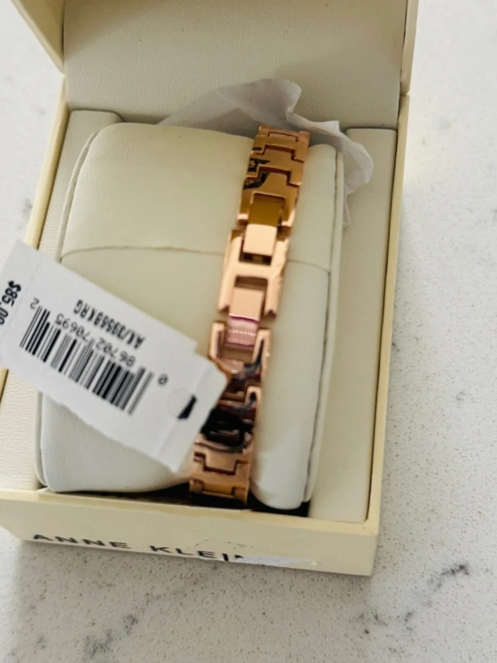 Anne Klein Rose Gold-Tone and Black Bangle Watch